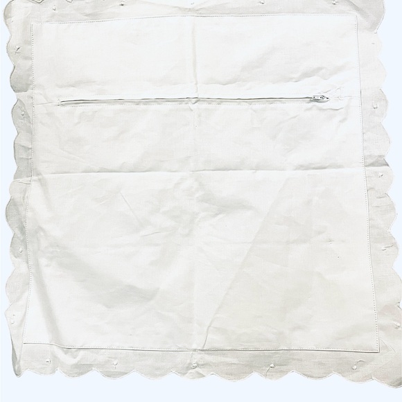 2 French Country Pure White Cotton Pillow Covers with Delicate Floral Embroidery - Picture 5 of 7